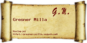 Gresner Milla névjegykártya